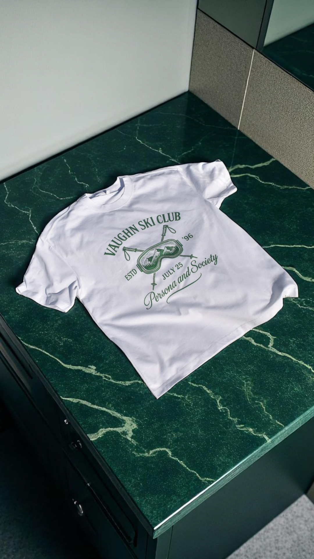 Aspin Ski club graphic T-shirt white/Green